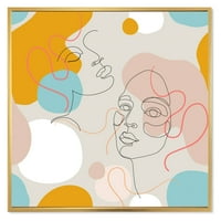 DesignArt 'Minimalni portret ženskog lica nacrtanog s jednim redom II' Moderno uokvireno platno zidne umjetničke