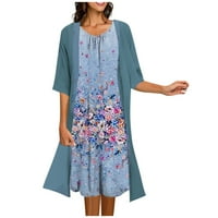 Haljine za žene tiskana haljina s jaknom do koljena boemske haljine Za odmor u plavoj boji