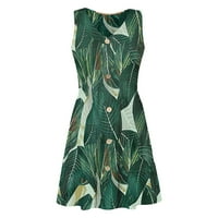 Ženske ležerne haljine za ženske haljine za zabavu labava bez rukava srednje duljine V-izrez midi solidna zelena