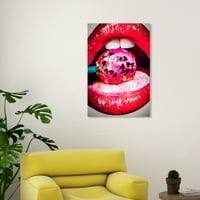 Wynwood Studio Canvas Tvrdi bomboni na bočnoj modnoj i glam usnama zidno umjetničko platno print crveni neon crveni