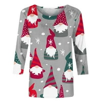 & Ženska majica s božićnim printom, bluza s rukavima s okruglim vratom, ležerni vrhovi