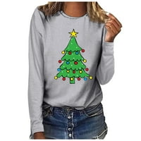 Anuirheih Žene božićno drvce Vrh ležerne košulje dugih rukava O-Neck Twimshirt Pulover Bluza Bluza Prolet prodaje