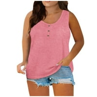 Ženske ljetne majice Plus Size, ležerna jednobojna Majica Bez rukava s okruglim vratom, bluza, crvena u donjem