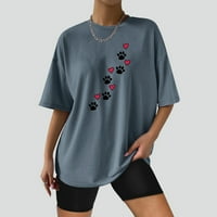 Xysaqa majice za žene, ljetne ženske majice čipke kratke rukave pulover bluza tiskana grafička majica majice vrhovi