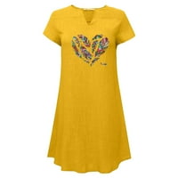 Ženske haljine Plus size Mini haljina s izrezom u obliku slova H i printom srca od perja, labavi rub s prorezom
