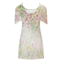 Ljetne haljine za žene, Plus veličina, cvjetna haljina kratkih rukava, Okrugli vrat, midi kroj s otvorenim ramenima