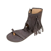 Ženske sandale na rasprodaji na rasprodaji ženske Ležerne vintage prozračne Rimske ravne sandale sa bočnim patentnim
