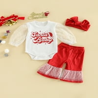 Peyakidsaa novorođenče božićni božićni dječji bebi dugi rukavi romper zvonasti donje hlače set za glavu