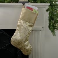 Božićna čarapa od 20,5 s zlatnim svjetlucavim uvojkom i baršunastom manžetnom