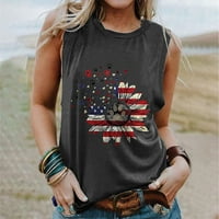 Ljetne žene košulje američke zastave pruge Suncokretovi tiskani tenkovske majice majica bez rukava labava sportska