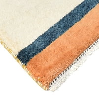 Bež vuna prostirka 1 '2' jugozapadna ručna ručna zapletena gabbeh prugasti mali tepih
