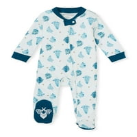 Burt's Bees Baby Baby Boy Sleep and Gay PJS, organski pamuk jednodijelni romper kombinezon zatvarača prednja