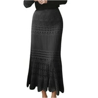 Ženske duge suknje šuplje boho maxi suknja za žene vitke fit ljetne plaže nošenje solidne boje ruffle rug