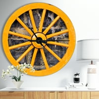 Dizajnerski zidni sat za seosku kuću žuti drveni kotač