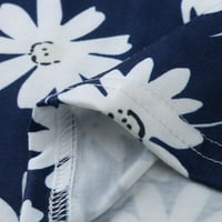Ženske povremene ljetne mini haljine bez rukava za kravate v vrat crtanje cvjetni tiskani prsluk s tunikom s džepovima