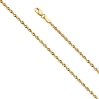Nakit Francuska ogrlica od šupljeg užeta od žutog zlata od 14 karata s kopčom za kandže jastoga