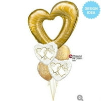 Otvoreno Mramorno srce - balon od milara od zlatne folije-ukrasi za zabave
