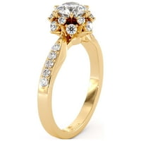 Blossom Moissanite & Side Natural Diamonds Klasični zaručnički prsten 14K žuti zlatni klasični prsten