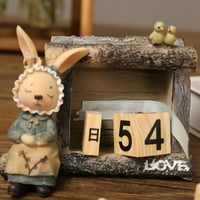 Uskrsni Kreativni kalendar brvnara sa zečićem za uređenje doma, ukrasi za radnu sobu, ukrasi za radni stol, uređenje