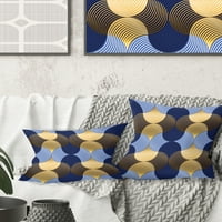 Designatirt retro luksuzni valovi u Moderni jastuk za bacanje u sredini i plave boje - 16x16