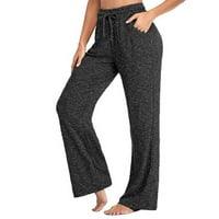 Jogging hlače Ženske modne ženske jednobojne hlače visokog struka, džepovi, labave kravate, joga širokih nogavica,