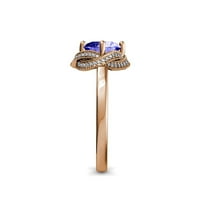 Zaručnički prsten od tanzanita i dijamanta od 1 karatnog dijamanta od 14 karatnog ružičastog zlata.veličina 7,5