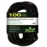 Vanjski produžni kabel od 100 ' inča, Crni, Ft