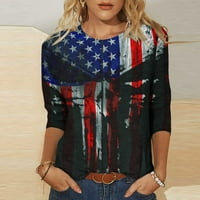Majica s američkom zastavom Plus size seksi topovi Ženska majica s domoljubnom zastavom SAD - a Majica s printom
