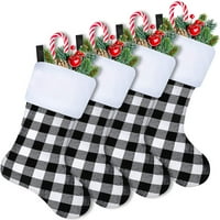 Božićne čarape bijele i crvene pletene božićne čarape, Velike čarape za božićni ukras seoske kuće