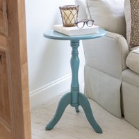 Pojednostavite stol za naglasak na drva s malim pijedestalom, plavi završetak