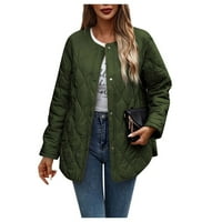 Yubatuo Ladies jesenski i zimski gumb s dugim rukavima Čvrsti džepni jakna kaputi za žene vojska zeleni xl