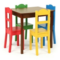 5-dijelni set dječjih stolova i stolica od tamnog oraha za djecu u dobi od 3 i više godina