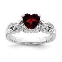 Prsten od srebra s dijamantom i crvenim granatom, veličina 7. Volim dragulje, fini nakit za žene, Pokloni za nju