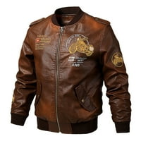 Muške jesenske zimske jakne, jednobojne modne omladinske jakne s patentnim zatvaračem, moto jakne Od PU kože za