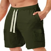 2 muške obične krojene jednobojne mini hlače, Muška havajska odjeća za plažu s džepovima, svečane ravne hlače,