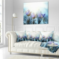 DesignArt cvjeta plave proljetne cvjetove - jastuk cvjetnog bacanja - 18x18