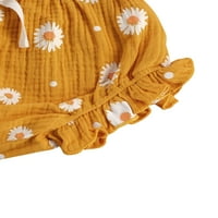 ; / Ljetna lijepa odjeća za djevojčice s printom suncokreta jednoredni prsluk bez rukava gornji dio kratkih hlača