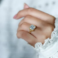 3. Zaručnički prsten Moissanite Solitaire Keltski rez princeza, certificirani Moissanite prsten, 14k žuto zlato,