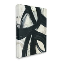 Stupell Industries Dinamički moderni udarci crne boje podebljani apstraktna galerija slikanja omotana platna za