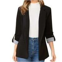 Pola rukava Rad Blazer Jackets for Women Business casual otvoreni prednji kardigans Čvrsta boja Out Fall Out