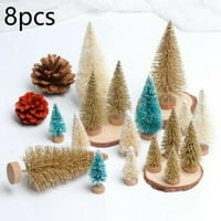 Umjetna Mini božićna drvca, minijaturni borovi, Sisal stabla s drvenom podlogom, stolno božićno drvce za Božić,