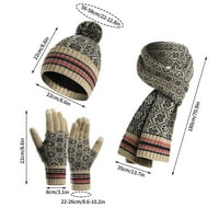 Jesensko-zimske vanjske tople rukavice otporne na hladnoću dugi šal Plus baršunasti šešir od debele vune, trodijelni