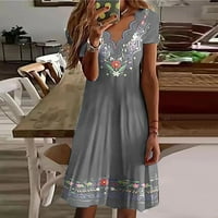 Ljetna Ženska haljina Plus Size s modnim printom, večernje haljine A kroja s kratkim rukavima i dekolteom u obliku