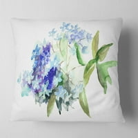Designart Hydrangea Plavi cvjetovi - jastuk cvjetnog bacanja - 18x18