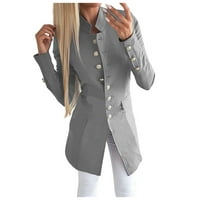 Ženski kaputi i jakni zazor Ženske čvrste boje s dugim rukavima s malim odijelom srednje duljine vrhovi kaputa