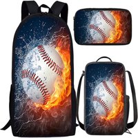 Suobstales Baseball Flame School Backpack za djecu Boys Poklon School Torba Set s ručkom BO PECIL SLUČAJ, COOL