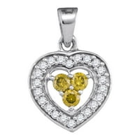 10K bijelo zlato okrugli žuti dijamantski okvir za srce CTTW