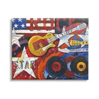 Stupell Industries Rockstar Americana Music Tribute slikati galerija zamotana platna za tisak zidne umjetnosti,