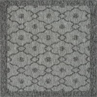 Dobro tkani vanjski tepih od 6 ' 9 ' u sivoj boji s rešetkama