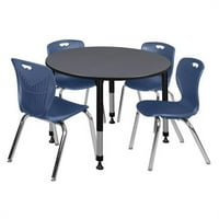 Okrugli hladni stol s podesivom visinom od 48 - sivo & pojačalo; 18-u sklopivim stolicama-Mornarsko plava